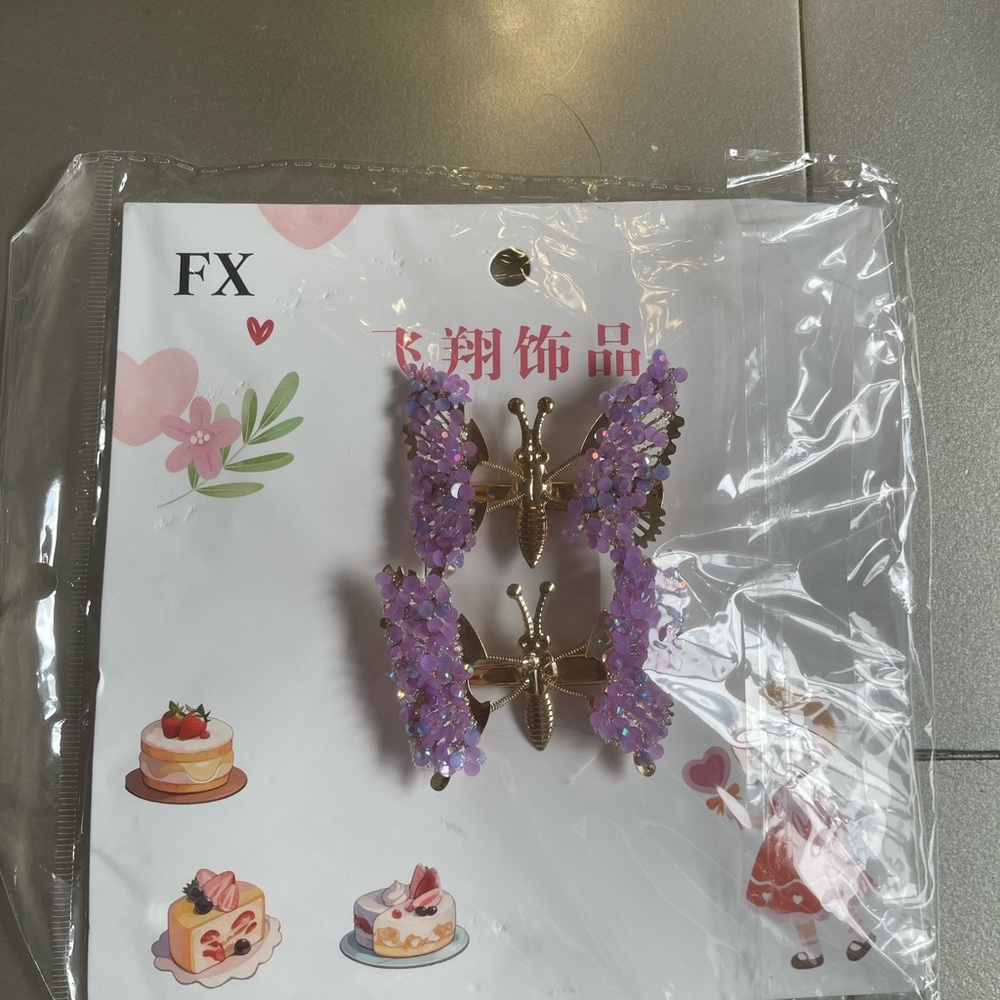 FX Purple Butterfly Hair Clips